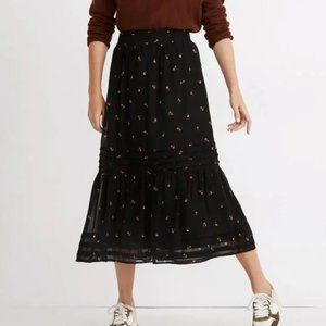Madewell (Re)sourced Georgette Pintuck Maxi Skirt in Amie Floral, Size Medium